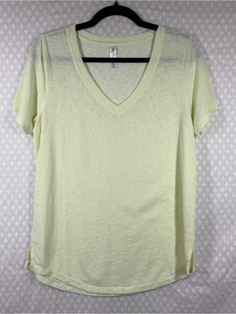 Athleta Yellow Breezy V Neck Short Sleeve Tee